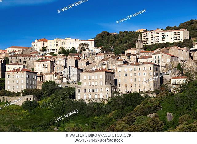 France, Corsica, Corse-du-Sud Department, Corsica South Coast Region, Le Satenais Area, Sartene, elevated town view