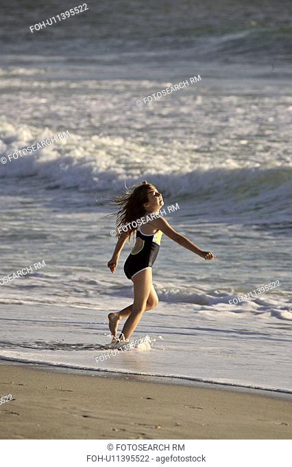 florida, girl, beach, down, running, young