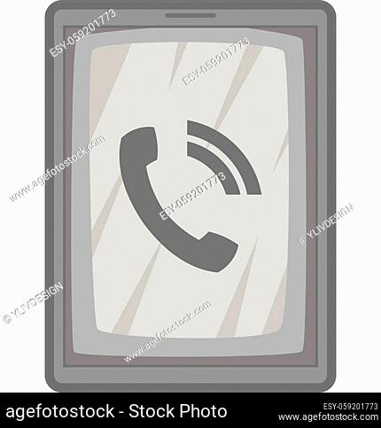 Phone incoming call icon. Gray monochrome illustration of phone call vector icon for web design
