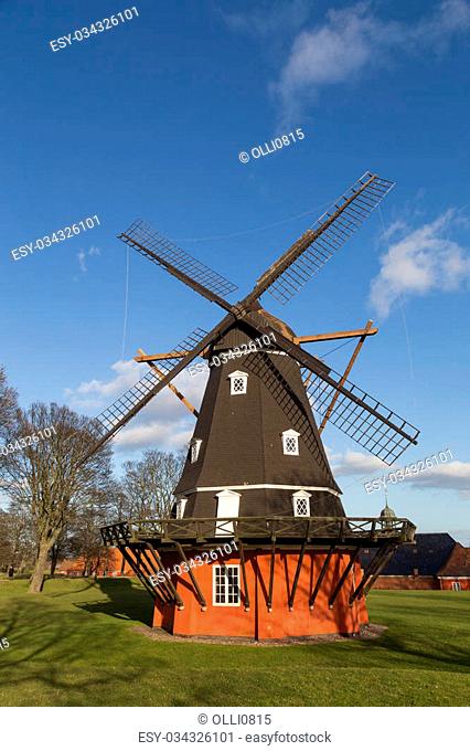 Photograph of the windmill in the Kastellet fortress in Copenhagen, Denmark
