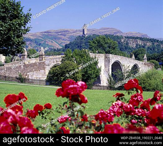 Scotland, Stirling City, Stirling Bridge across the River Forth. Known locally as the ""Auld Brig"". This is the site of Sir William Wallace's famous victory...