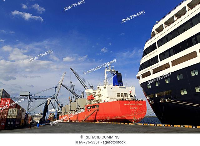 Cargo Ship, Corinto Port, Chinandega Province, Nicaragua, Central America