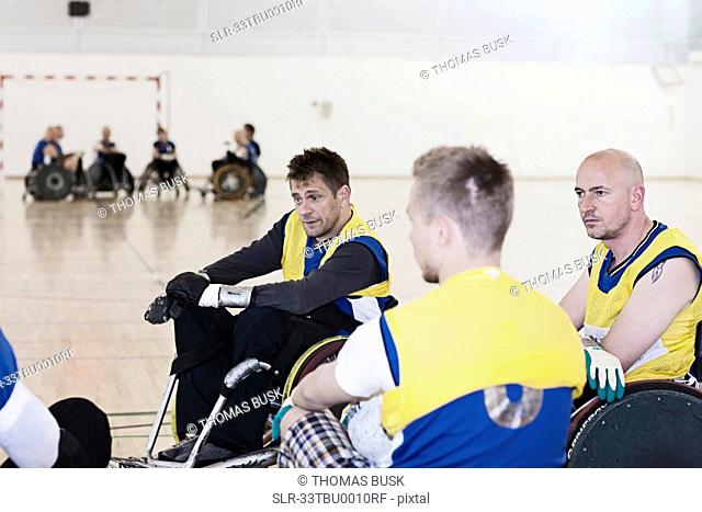 Para rugby team talking during time-out