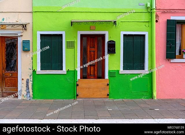Green House in Burano Island Venice Italy