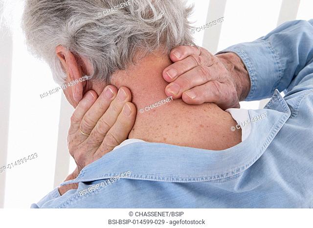 Senior man suffering from cervical pain