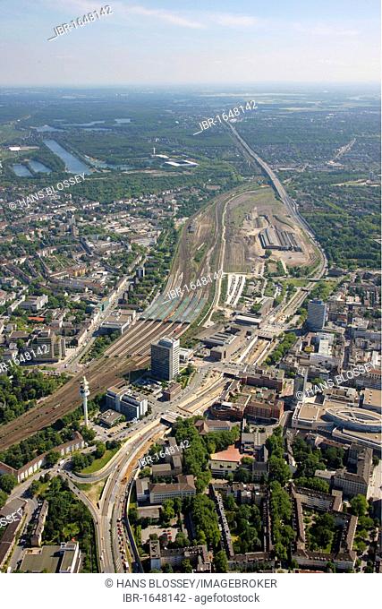 Aerial photo, event site of the Love Parade 2010, Duisburg railway freight station, Duisburg, Ruhr Area, North Rhine-Westphalia, Germany, Europe