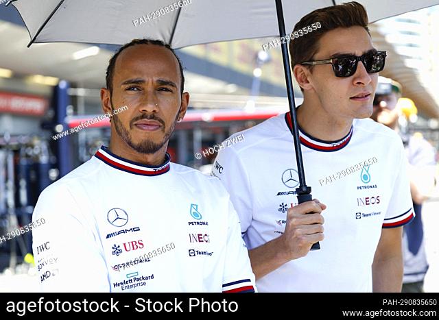 #44 Lewis Hamilton (GBR, Mercedes-AMG Petronas F1 Team), #63 George Russell (GBR, Mercedes-AMG Petronas F1 Team), F1 Grand Prix of Azerbaijan at Baku City...