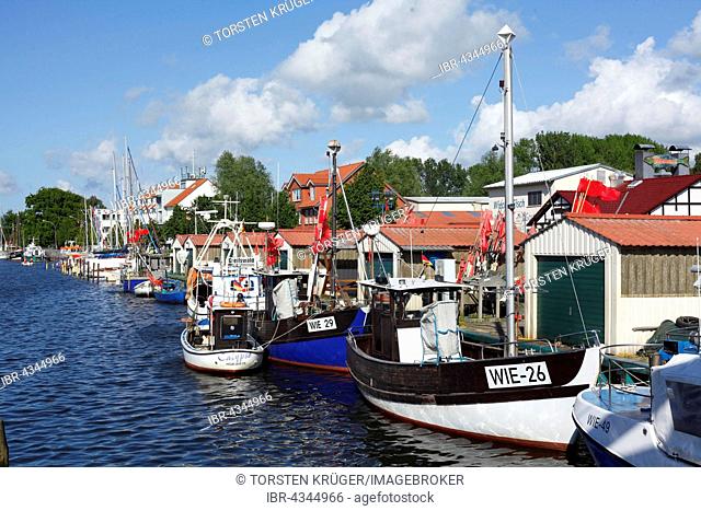 Trawler in Wieck harbor, Greifswald, Mecklenburg-Western Pomerania, Germany
