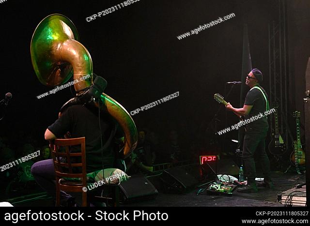Guitarist Pascal Danae (right) and sousaphone player Rafgee (left) of Caribbean Delgres trio performed on the third and final day of the 27th Blues Alive...