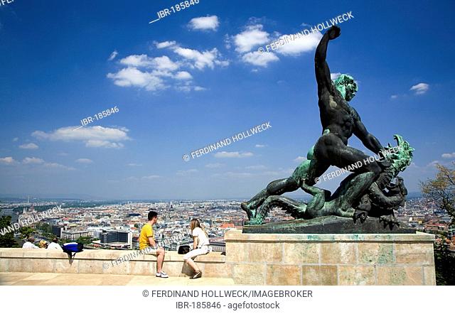 Gellert Hill with Citadel and Statue, , Budapest, Hungary, Southeast Europe, Europe