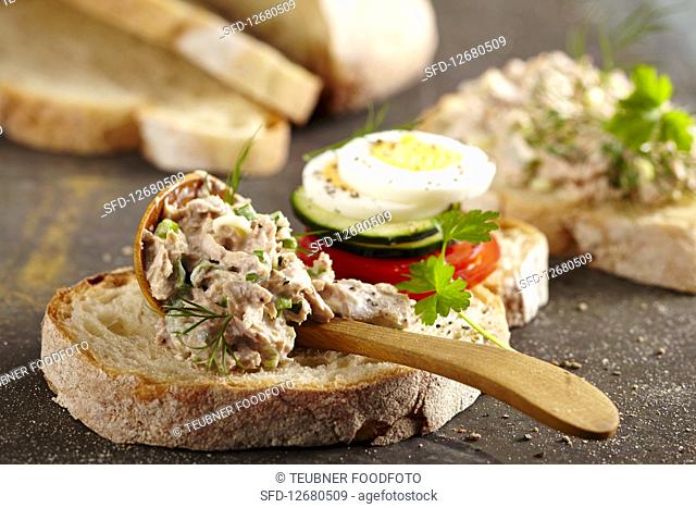 Ciabatta bread with homemade tuna cream