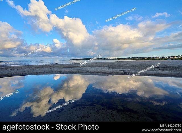 Sandy beach, beach lake, clouds, morning, summer, Vejbystrand, Skane, Kattegat, Southern Sweden, Sweden