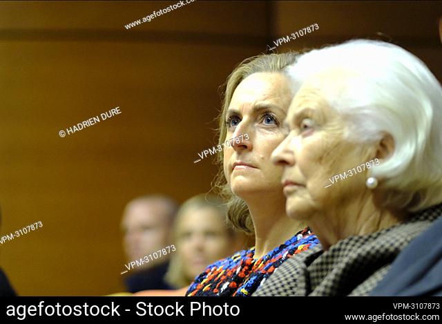 Princess Claire of Belgium and Queen Paola of Belgium pictured during a royal visit to the ceremony ceremony for the Terre d'avenir / Focus Aarde science awards...
