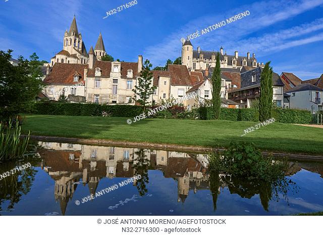Loches, Saint Ours Church, Castle, Logis Royal Castle, Chateau de Loches, Indre-et-Loire, Touraine, Pays de la Loire, Loire Valley, UNESCO World Heritage Site