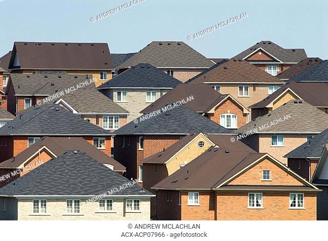 Subdivision rooftops in Newmarket, Ontario, Canada