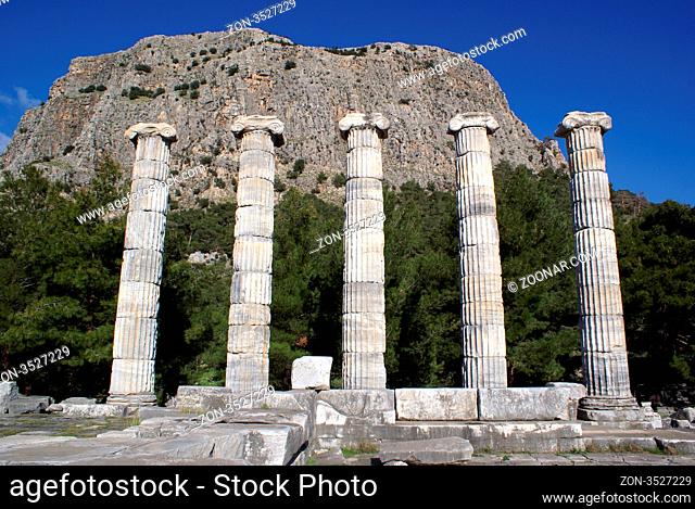 Athena temple and ruins in Priene, urkey