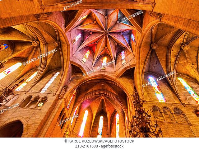 Interior view of Nostra Senyora dels Dolors Church in Manacor on Mallorca, Balearic Islands, Spain