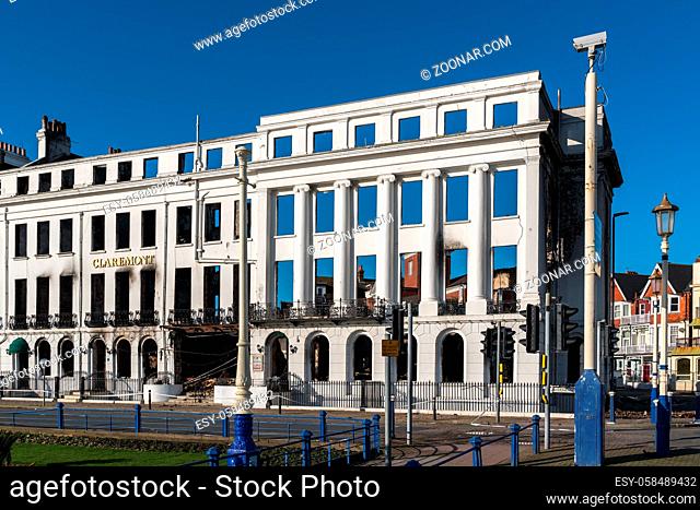 EASTBOURNE, EAST SUSSEX/UK - JANUARY 18 : View of the burnt out Claremont Hotel in Eastbourne East Sussex on January 18, 2020