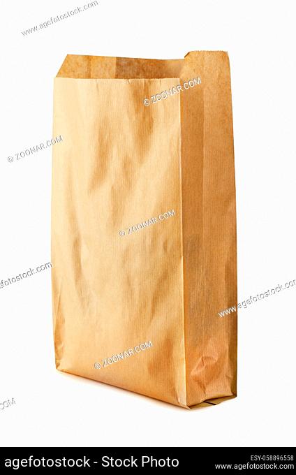 Recycle brown paper bag mockup isolated on a white background