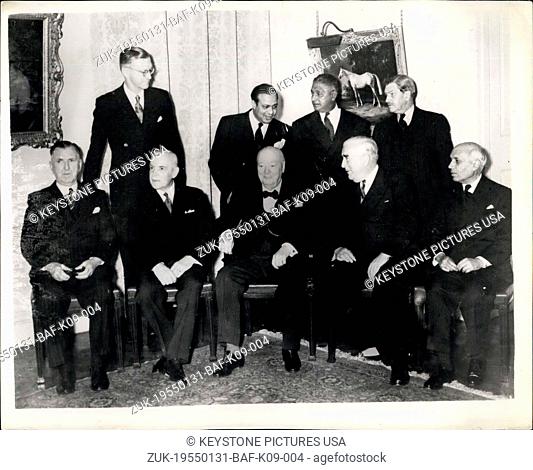 Jan. 31, 1955 - Opening Of The Commonwealth Conference. Posed Group: Sir Winston Churchill presided over the first meeting of the Commonwealth Prime Ministers'...