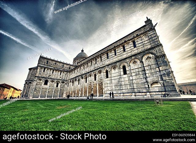 Wonderful view of Piazza dei Miracoli, Miracles Square in Pisa.