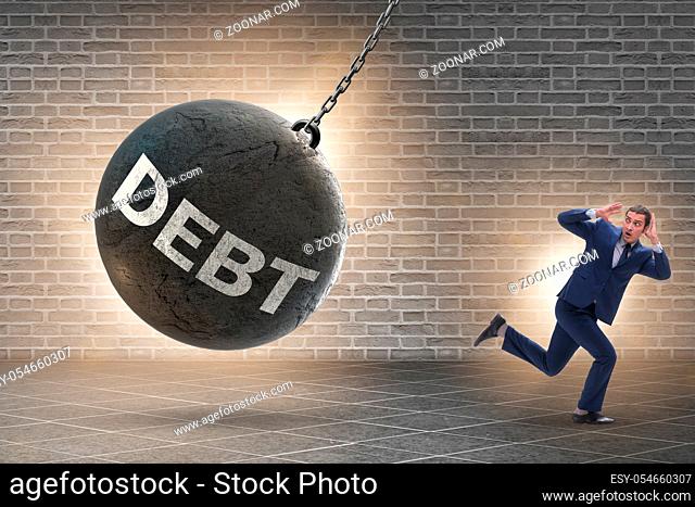 The businessman in debt and loan concept