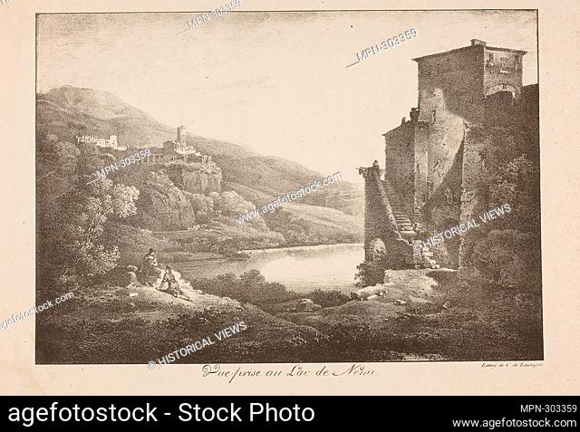 Author: comte de Charles Philibert Lasteyrie du Saillant. View of Lake Nemi - c. 1820 - Comte de Charles Philibert Lasteyrie du Saillant (French