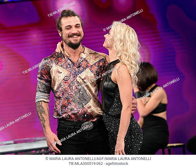 Dani Osvaldo dancing with Veera Kinnunen at tv show Porta a porta, Rome, ITALY-29-05-2019