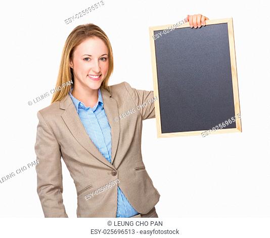 Businesswoman hold with chalkboard