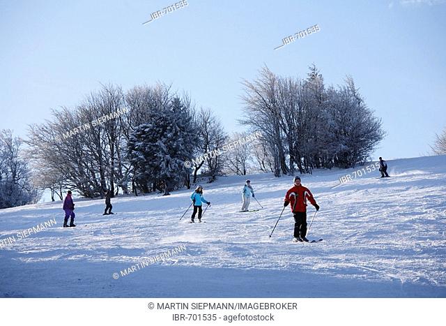 Ski-run, Mt. Kreuzberg near Bischofsheim, Rhoen Mountains, Lower Franconia, Bavaria, Germany, Europe