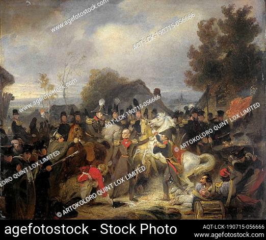 The Prince of Orange changing his Wounded Horse during the Engagement at Boutersem, The replacement of the injured horse of the Prince of Orange