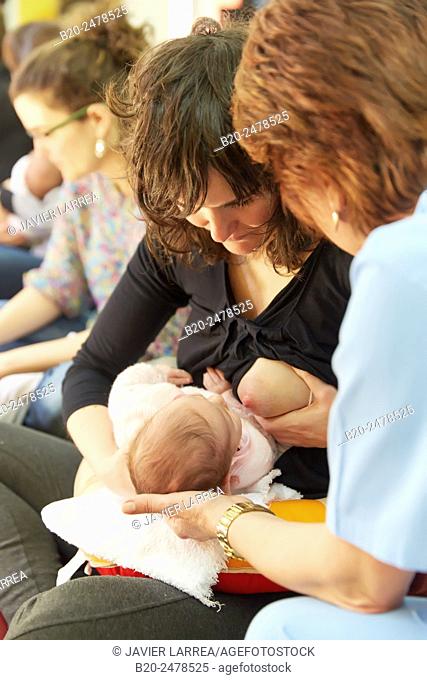 Midwife mothers and babies, breastfeeding education, Ambulatory Oiartzun, Gipuzkoa, Basque Country, Spain