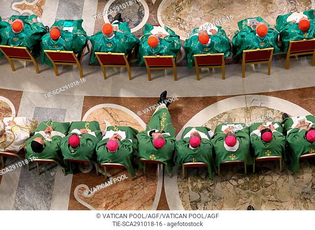 A view of Bishops during the Mass for the closing of the Synod of Bishops in St. Peter Basilica, Vatican City, ITALY-28-10-2018   Journalistic use only