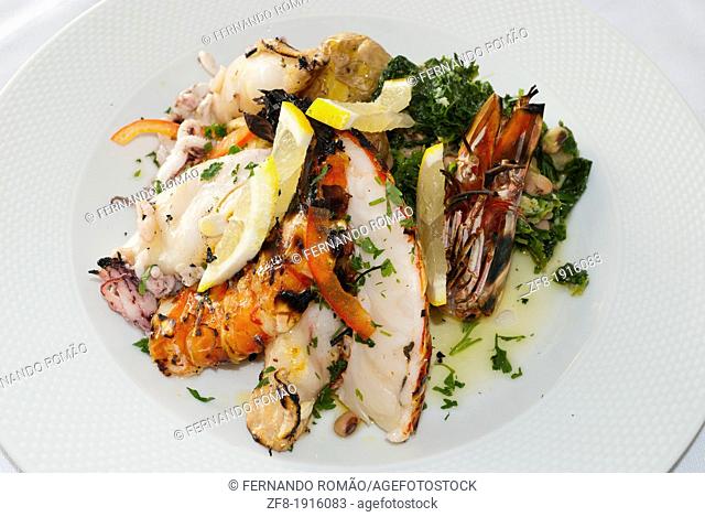 Seafood meal at a restaurant, Miranda do Corvo-Portugal