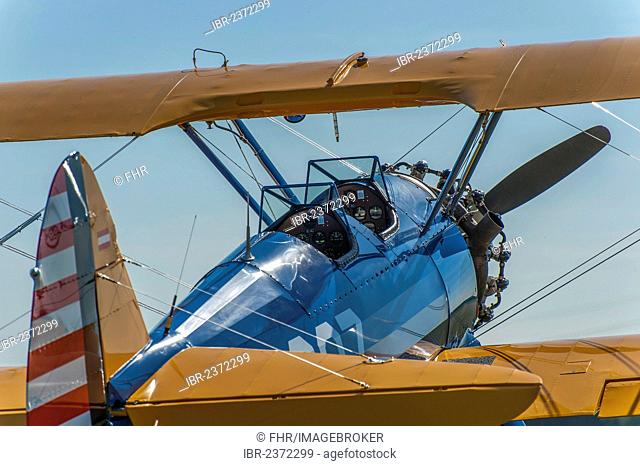 American biplane trainer aircraft, Boeing-Stearman, Grevenbroich, North Rhine-Westphalia, Germany, Europe