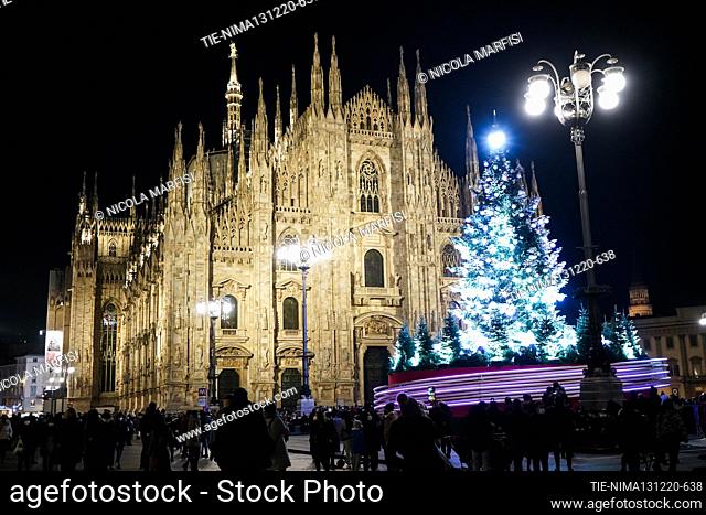 A view of Duomo 's square in the first day of return to the' yellow zone' for Lombardy Region, bars and restaurants reopen , Milan, ITALY-13-12-2020