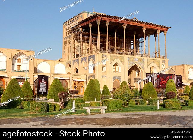 ISFAHAN, IRAN - OCTOBER 11, 2016: Ali Qapu Palace on Meydan-e Imam on October 11, 2016 in Isfahan, Iran