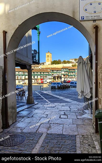 The Main Square and The Clock Tower in Chinchon. Madrid. Spain. Europe