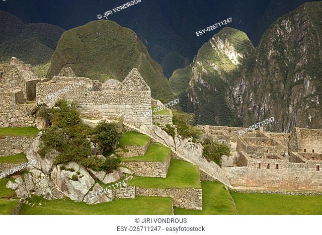 Lost Incan City of Machu Picchu near Cusco in Peru. Peruvian Historical Sanctuary and UNESCO World Heritage Site Since 1983