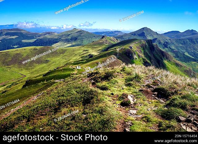 Puy Mary and Chain of volcanoes of Auvergne in Cantal, France
