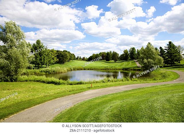 Golf course with water hazard, Acton, Halton Hills, Ontario, Canada