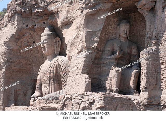 Yungang Grottoes, early Buddhist cave temples, Unesco World Heritage Site, Shanxi, China, Asia