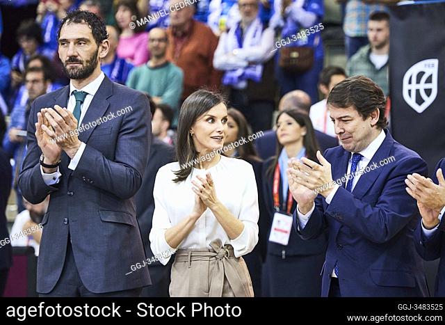 Queen Letizia of Spain attends ‘Spanish Queen's Cup’ Basket Final match between Perfumerias Avenida (winner) and Uni Girona at Pabellon Multiusos Sanchez...