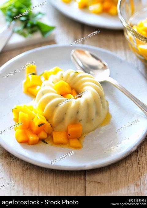 Panna cotta with mango compote