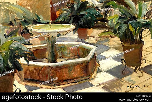 Joaquin Sorolla y Bastida - Fountain in a Seville Patio. One of his most well-known works is Fountain in a Seville Patio