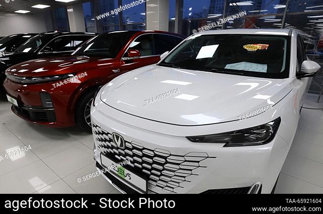 RUSSIA, MOSCOW - DECEMBER 19, 2023: Vehicles are pictured during the opening of the Moscow-Tianya international auto centre. Sergei Karpukhin/TASS