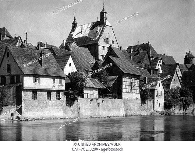 Blick auf die Stadt Besigheim bei Ludwigsburg, Deutschland 1930er Jahre. View to the town of Besigheim near Ludwigsburg, Germany 1930s