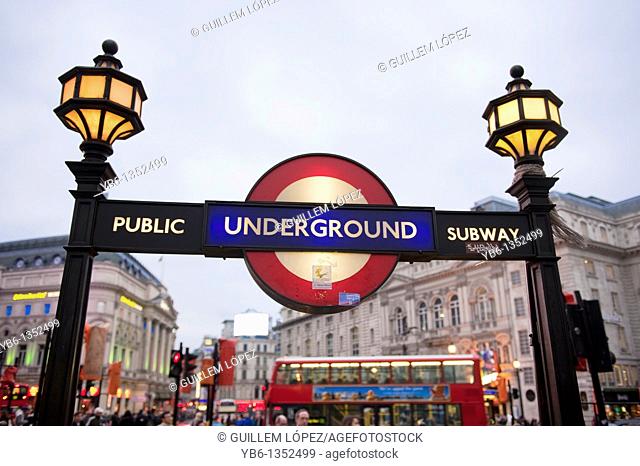 Public subway entrance in Piccadilly, London, England, UK
