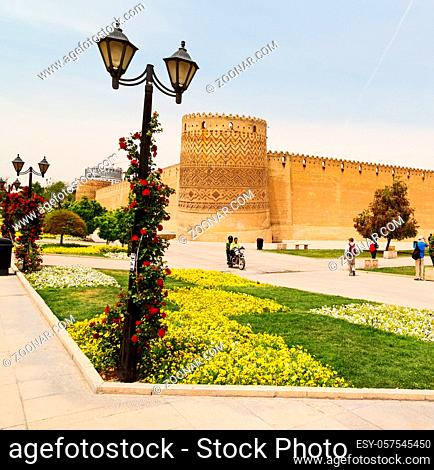 in iran shiraz the old castle  city defensive architecture near a garden