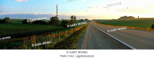 Rural highway, Eastern Iowa, USA